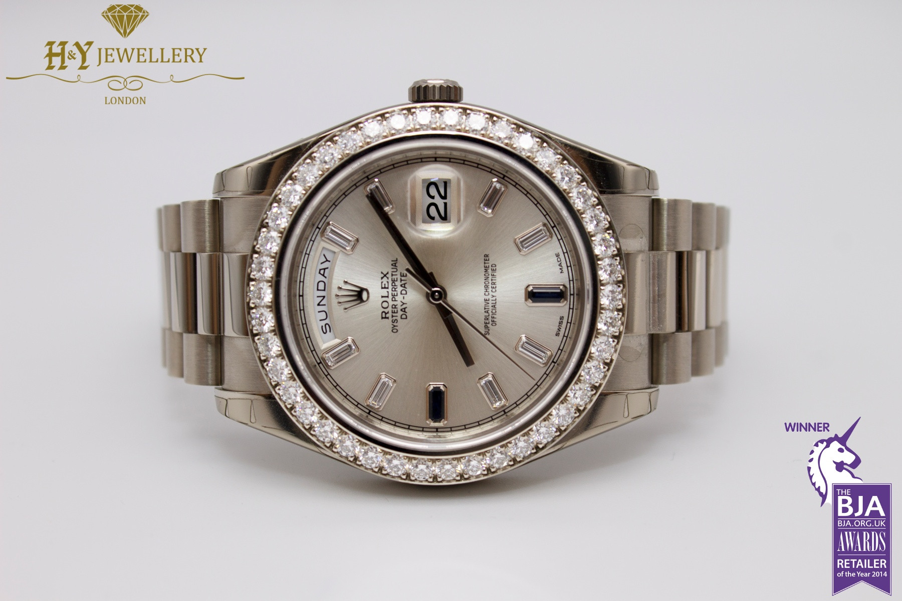 Rolex Day Date II 41 White Gold with Factory Diamonds Ref 218349