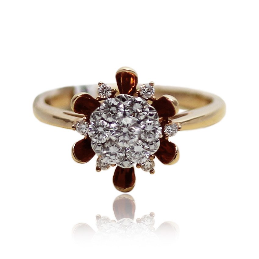 Rose Gold Flower solitaire Engagement Ring