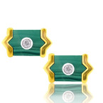 Yellow Gold Malachite Tie Slide And Cufflinks And Brilliant Cut Diamonds