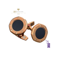 Audemars Piguet Rose Gold Cufflinks with Blue Tapisserie pattern  - ref BM0737.ORO.US.N000