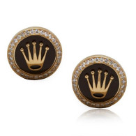 Rolex Design Cufflinks -Rose Gold Brown Enamel With Brilliant Cut Diamonds