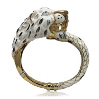 White Gold Snow Leopard Bangle 