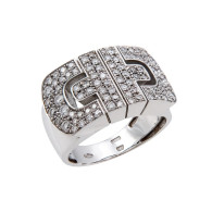 Bvlgari Parentesi Revolution 18K White Gold Ring With Brilliant Cut Diamonds