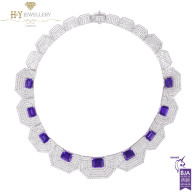 Ananya White Gold Celeste Bespoke Hexagonal Necklace set with Tanzanite and Diamonds