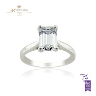 Platinum Emerald Cut Engagement Ring - 1.27 ct