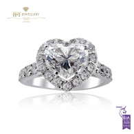 White Gold Heart Engagement Ring - 2.04 ct