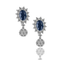 Royal Blue Sapphire and Diamond Earrings 