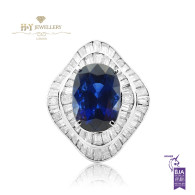 White Gold Oval Cut Vivid Blue Royal Sapphire Ring 