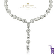 White Gold Mixed Cut Diamond Necklace - 24.09 ct 