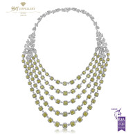 White gold Necklace set with Yellow and White Diamond Set - 156.87 ct