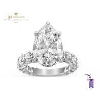 White Gold Pear Cut Diamond Ring with Side Stones - 6.65 ct