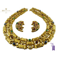 Yellow Gold Set set with Precious Stones and diamonds - 27.50 ct