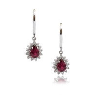 Ruby and Diamond Drop Pendant Earrings 