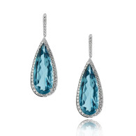 Blue Topaz and Diamond Pear Shape Earring