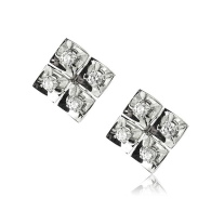 White Gold Square Earrings