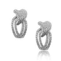 White Gold Sweeping Curve Diamond Stud Earrings 