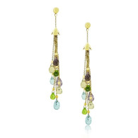 Yellow Gold Earrings With Semi Precious Stones