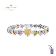 White Gold Fancy Diamond Heart Shape Bracelet - 7.78 ct