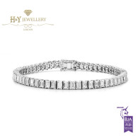 White Gold Emerald Cut Diamond Tennis Bracelet - 9.37 ct