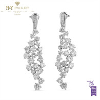 White Gold Brilliant Cut Diamond Statement Earrings - 10.38 ct