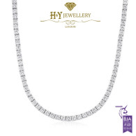 White Gold Brilliant Cut Diamond Tennis Necklace - 8.43 ct