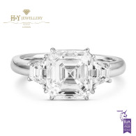 White Gold Asher Cut Diamond Ring - 3.58 ct