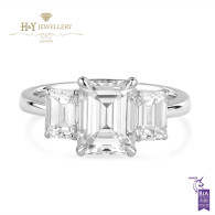 White Gold Emerald Cut Diamond Ring - 3.13 ct