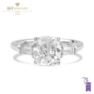 White Gold Cushion Cut Engagement Ring - 2.52 ct