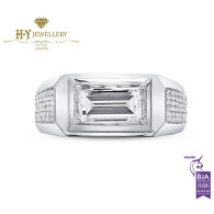 White Gold Rectangular Step Cut Ring set with Brilliant Cut Diamonds - 2.16 ct