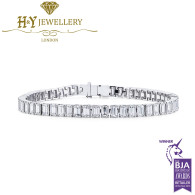 White Gold Baguette Cut Diamond Tennis Bracelet 10.27ct 