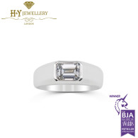 White Gold Emerald Cut Ring for Men - 1.51ct