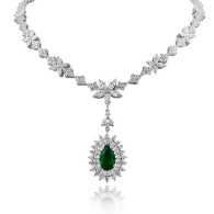 Classic Emerald and Diamond Necklace 