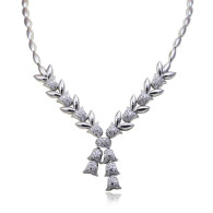 White Gold Tulip Necklace With Brilliant Cut Diamonds