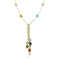 Classic Bvlgari Diamond and Semi Precious Cabochon Bead Necklace 