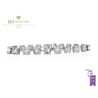 White Gold Round and Baguette Shape Diamond Bracelet - 4.40 ct