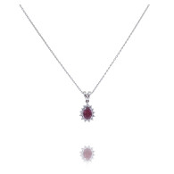 Pear Cut Ruby and Diamond Necklace 