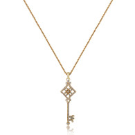 Rose Gold Key Pendant With Brilliant Cut Diamonds