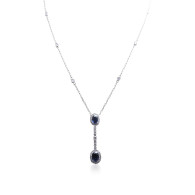 Oval Sapphire and Diamond Drop Pendant 