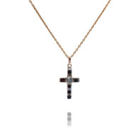 Garnet and Diamond Cross necklace 