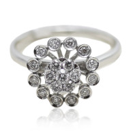 White Gold Floral pattern Diamond Enagagement Ring 