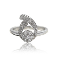 White Gold Twist Diamond Engagement Ring 