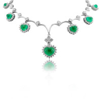 Cabochon Emerald Necklace and Earring Set 