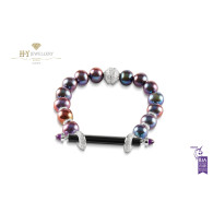 Ananya Chakra Bracelet set with Onyx, Amethyst, Pearls and Diamonds