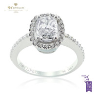 White Gold Cushion And Round Cut Engagement Ring E , VS2