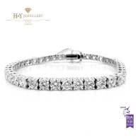 White Gold Brilliant Cut Tennis Bracelet - ref 10.39 ct