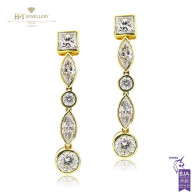 Yellow Gold Mixed Diamond Earrings - 7.00 ct 