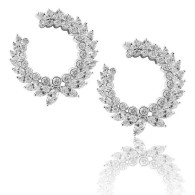 White Diamond Wreath Hoop Earrings