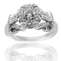 White Gold  Detailed Engagement Ring With Brilliant Cut Diamonds