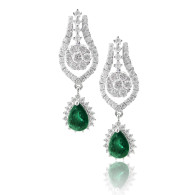 Emerald and Diamond Drop Earrings 